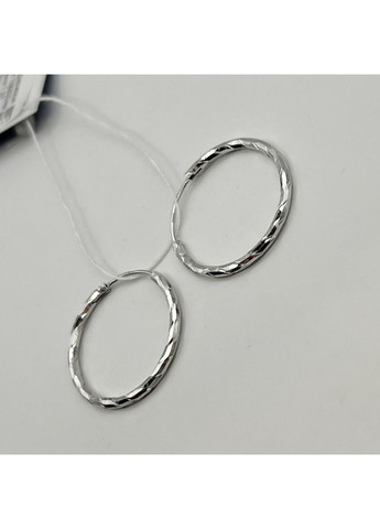 Сережки-кільця срібні з алмазною гранню d=24мм 1,57 г No Brand (369737332)