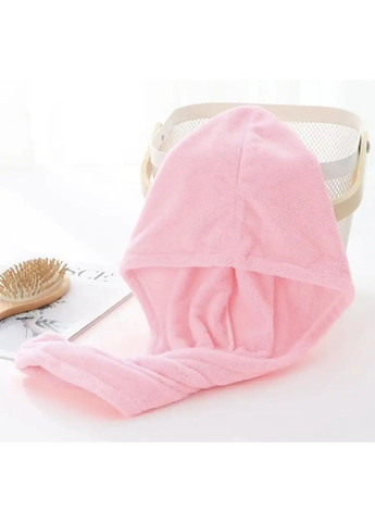 Unbranded рушник чалма тюрбан для сушіння голови волосся після купання в сауні душі ванній мікрофібра 64х25 см (476912-prob) ніжно-рожевий однотонний рожевий виробництво -