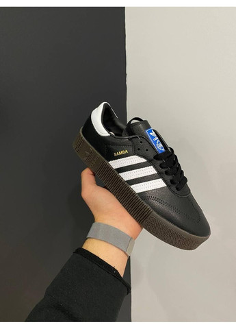 Чорні Осінні кросівки чоловічі adidas samba black gum адідас самба No Brand