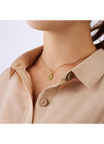 Кулон серебряный Подсолнух с зеленым камнем Peridot Gold Skifska Etnika (364203094)