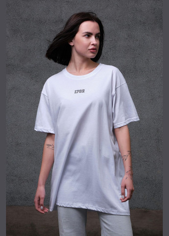 Белая летняя женская оверсайз футболка с принтом 1702 white Without