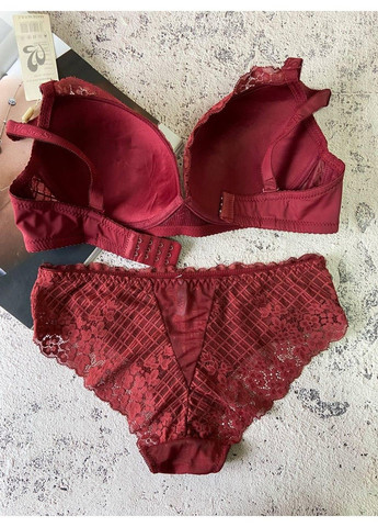 Бордовый бордовый комплект женского нижнего белья кружевной бюстгальтер и трусики Weiyesi