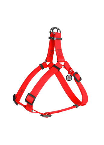 Шлея для собак водостійка Waterproof, c QR паспортом, металічна пряжка-фастекс, Ш 25 мм, Дов 60-90 см червоний WAUDOG (322643090)