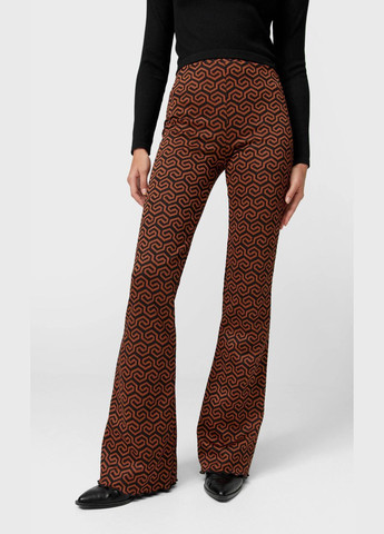 Штани демісезон,чорний в коричневі візерунки, Stradivarius (283302053)