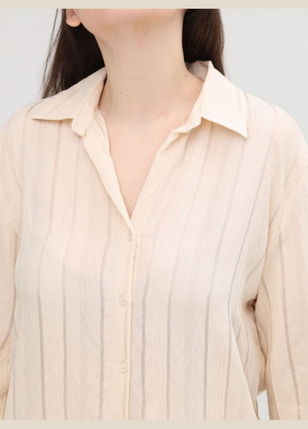 Сорочка жіноча світло-бежева тонка пряма довгий рукав MDG пряма (293971921)