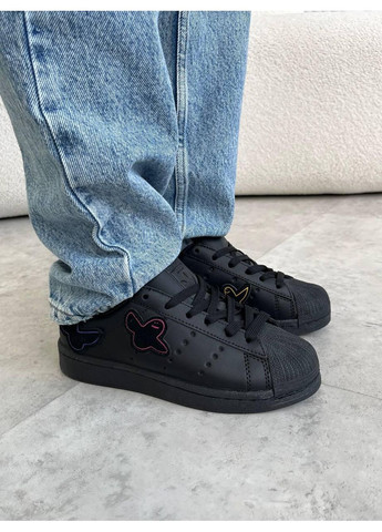 Черные демисезонные кроссовки мужские adidas superstar black ghost адидас суперстар No Brand