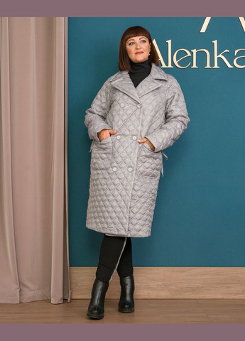 Серое демисезонное Пальто 2031-2 Alenka Plus