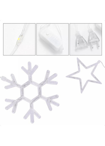 Новогодняя гирлянда-штора Снежинка и звездочка 3 м*80 см Теплый белый Гирлянда на 8 режимов No Brand (365815932)