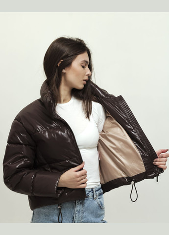 Темно-коричнева демісезонна куртка бомбер жіноча Kattaleya