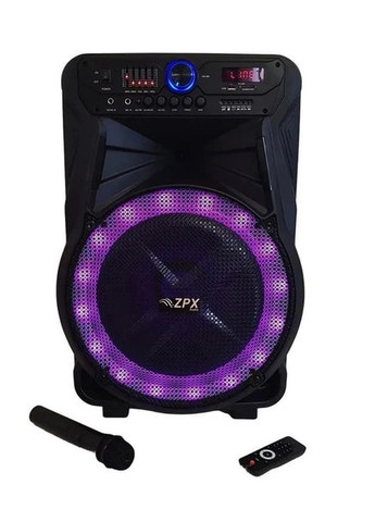 Колонка Bluetooth ZPX ZX-7772 на акумуляторі з бездротовим мікрофоном USB Bluetooth FM TWS пульт ДУ 350 Вт Чорний Zephir (370606443)