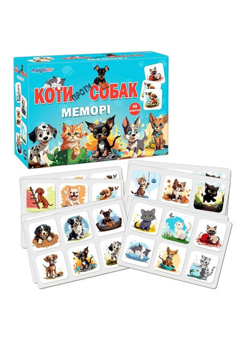 Настольная игра "Мемори: Коты против собак" ME503224, в коробке (4820215155670) MAGDUM (292709621)
