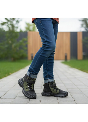 Хаки спортивные, повседневные, кэжуал осенние утепленные демисезонные ботинки, демисезонные хайтопы, утепленные хайтопы на флисе для мальчика клиби Clibee