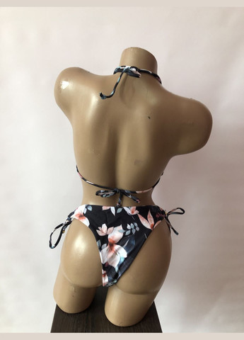 Чорний літній жіночий роздільний купальник на зав'язках (6-57) No Brand