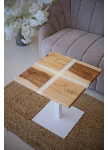 Столик журнальное дерево + эпоксидная смола «Квадрат, крест» 50х50 см (2240045) Vitan (365877232)