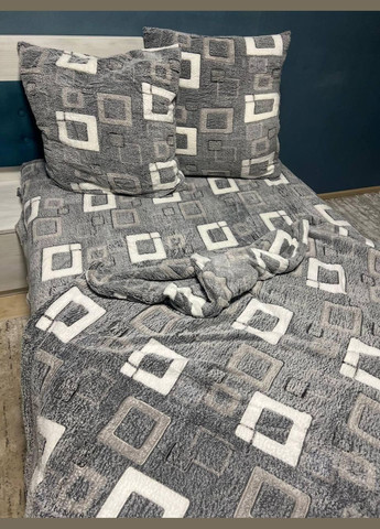 Постельное белье Велюрова Полувторое 165х200 наволочки 2х 70х70 Серая (П4Кflis-0011) No Brand (308755324)