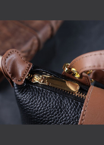 Стильна сумка з цікавим клапаном з натуральної шкіри 22252 Чорна Vintage (331913178)