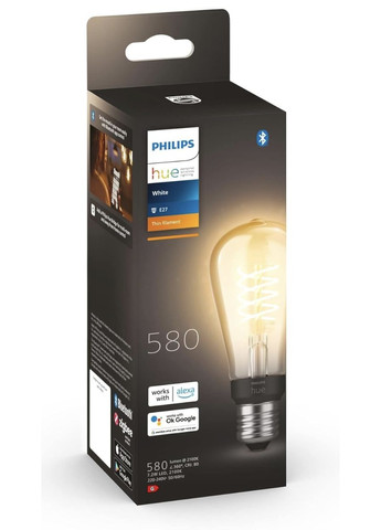 Hue - Смарт LED лампа-філамент, тепле регульоване світло, цоколь E27, 7W, 700 люмен Philips (372154204)
