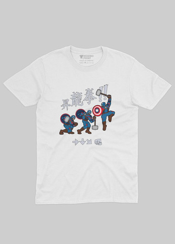 Біла демісезонна футболка для хлопчика з принтом супергероя - капітан америка (ts001-1-whi-006-022-009-b) Modno