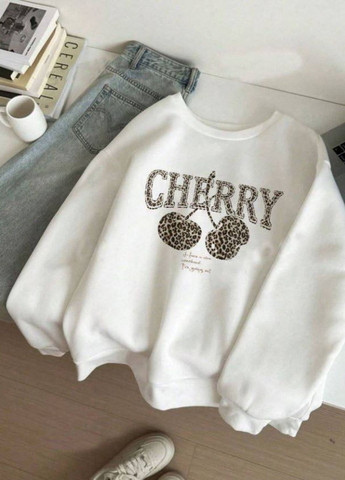 Белый изысканный повседневный демисезонный оверсайз свитшот с принтом Allthings надпись без декора (363987529)