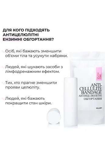 Курс Антицеллюлитных энзимных обертываний Anti-cellulite Bandage Zymo Cell (6 уп.) Hillary (252999437)