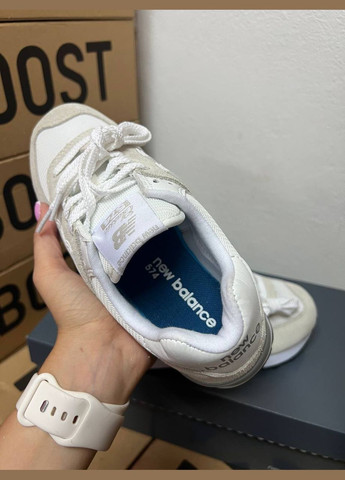 Кроссовки женские New balance 574 grey white No Brand бежевые демисезоны (330104739)