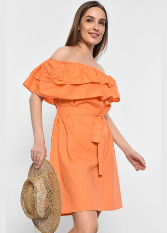 Летний женский сарафан женский оранжевого цвета Let's Shop с рисунком