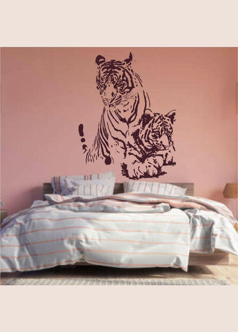 Трафарет для фарбування, Тигриця з тигреням, одноразовий із самоклеючої плівки Декоинт (293175954)