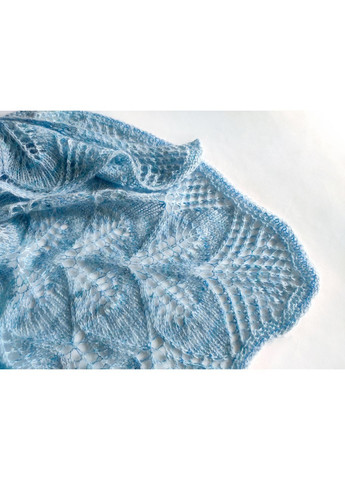В'язана блакитна шаль ручної роботи з мохеру та мериносу No Brand (367054792)