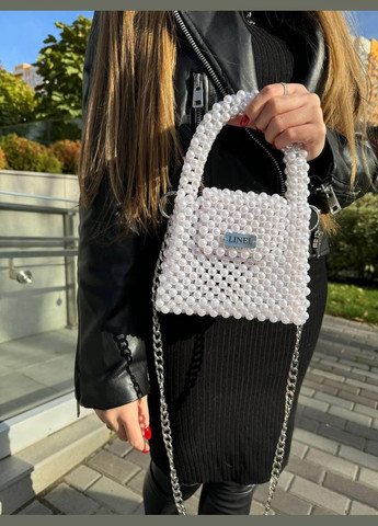 Сумка женская белая из бусин ручная работа 050 Linel (340304016)