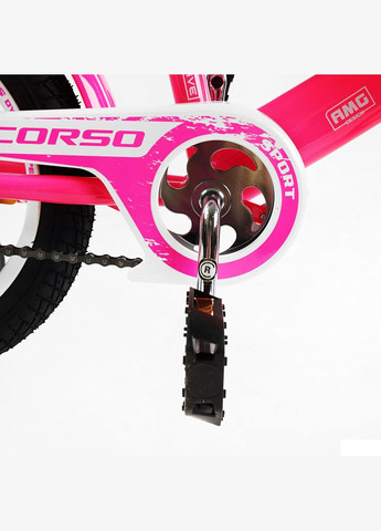 Велосипед 2-х колісний MAXIS 14 дюймів ручне гальмо сидіння з ручкою додаткові колеса Рожеве (CL-14705) Corso (316259353)