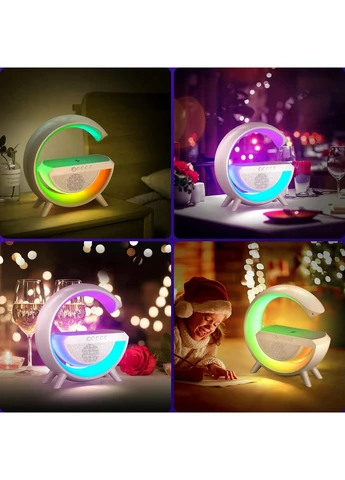 Аккумуляторная настольная LED лампа-ночник NH-62 с беспроводной зарядкой 15W и Bluetooth колонкой White. VHG (377210554)