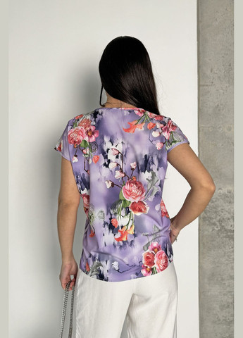 Бузкова літня ніжна та стильна жіноча блуза у квітковий принт INNOE Блуза