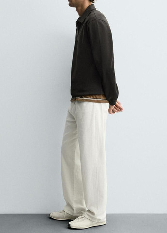 Коричневая футболка-поло для мужчин Zara однотонная