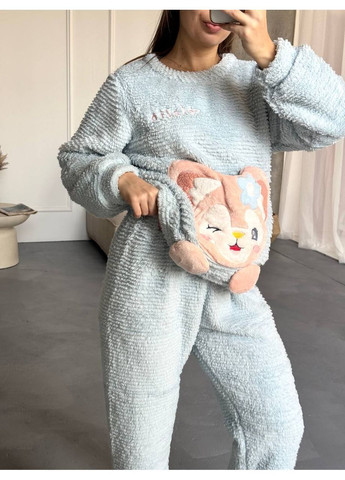 Блакитна піжама жіноча кофта + брюки Гермес