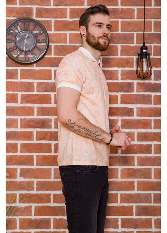 Персиковая мужское поло, в цветочный принт, бежевого цвета, 194r2120. Ager