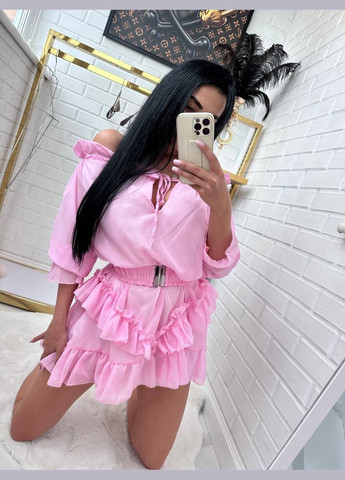 Рожева святковий, коктейльна, повсякденний, відвертий, вечірня сукня жіноча з відкритими плечима No Brand однотонна