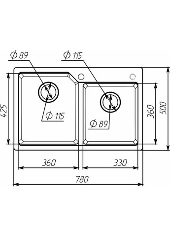 Гранитная мойка для кухни 7850 HARMONY матовая Белая Valeso (358059387)