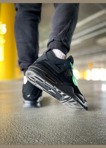 Черные демисезонные кроссовки мужские и женские nike jordan retro 4 black cat | найк джордан ретро 4 черные No Brand