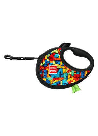 Поводок-рулетка для собак WAUDOG R-leash с контейнером для пакетов, рисунок "Блоки", светоотражающая лента, до 12 кг, 3 м No Brand (363199190)