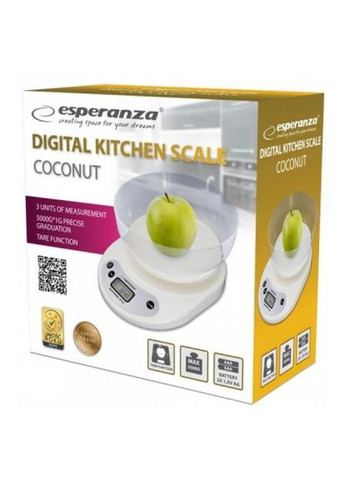 Ваги кухонні до 5 КГ Матеріал чаши та корпуса пластик Esperanza EKS007 (369401172)