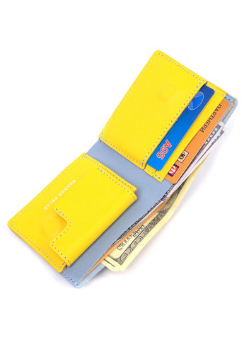 Оригінальне шкіряне портмоне у два додавання комбі двох кольорів Серце Жовто-блакитне 16732 Grande Pelle (329197278)