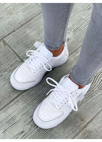КРОССОВКИ ЖЕНСКИЕ NIKE AIR FORCE 1 SHADOW WHITE 1 НАЙК АИР ФОРС 1 ПРЕМИУМ No Brand белые демисезоны (369391447)
