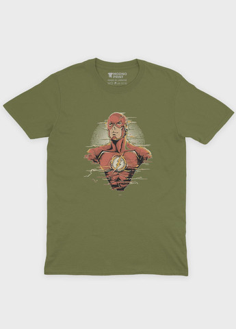 Хаки (оливковая) летняя женская футболка с принтом супергероя - флэш (ts001-1-hgr-006-010-008-f) Modno