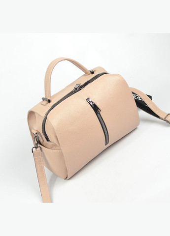 Пудровая кожаная женская молодежная сумка с ручкой и длинным ремешком через плечо Serebro (278260583)