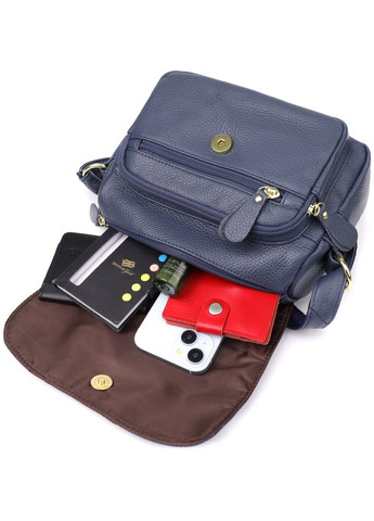 Сумка крос-боді через плече жіноча з натуральної шкіри маленька Синій 38286 Vintage (355245245)