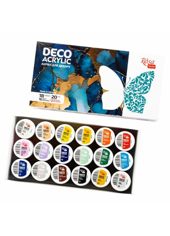 Набір акрилових фарб для декору матові і металіки 18×20 мл Rosa Talent (362661113)