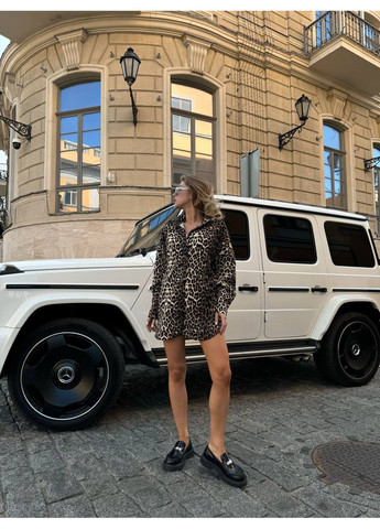 Коричневая повседневный рубашка леопардовый No Brand