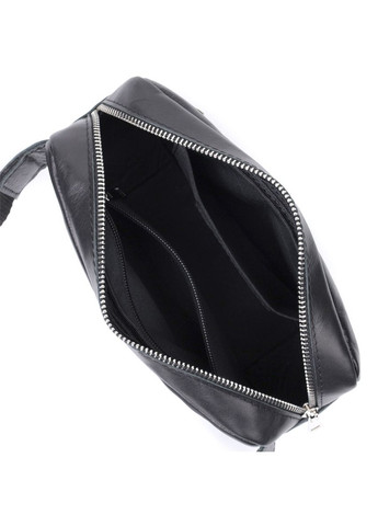 Прямокутна сумка-бананка для чоловіків із натуральної глянсової шкіри 22825 Чорна Shvigel (305768371)