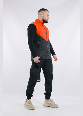Оранжевый демисезонный комплект мужской "clip": жилетка оранжево-черная + штаны "president" черные. барсетка в подарок! No Brand
