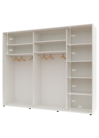 Шафа-купе тридверна 270*60*220 см Білий ДСП + Дзеркало + ДСП Стандарт Комфорт Меблі (360478610)